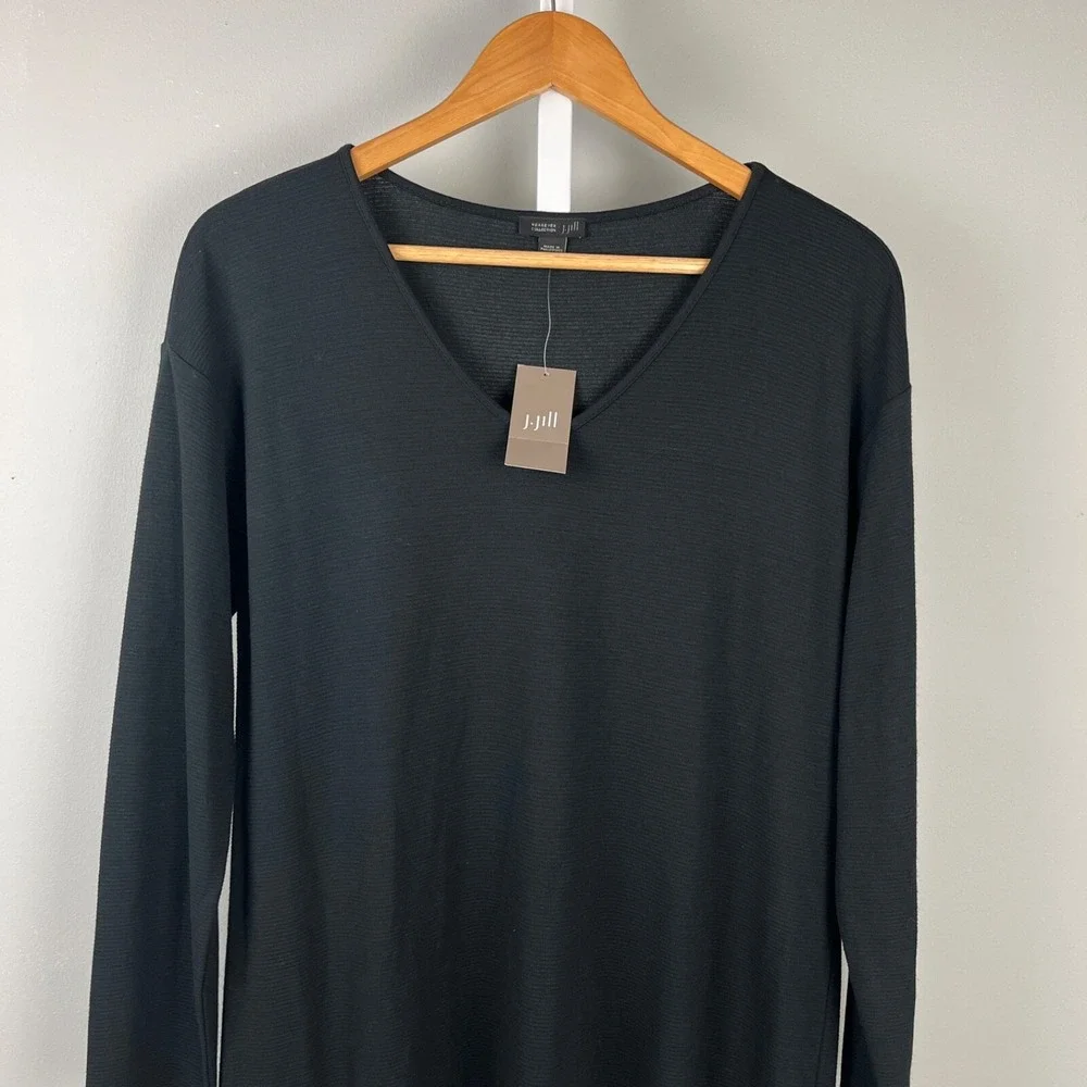 J. Jill Petites Dress Womens MP Wearever Collection Black Rib‎ Knit New NWT